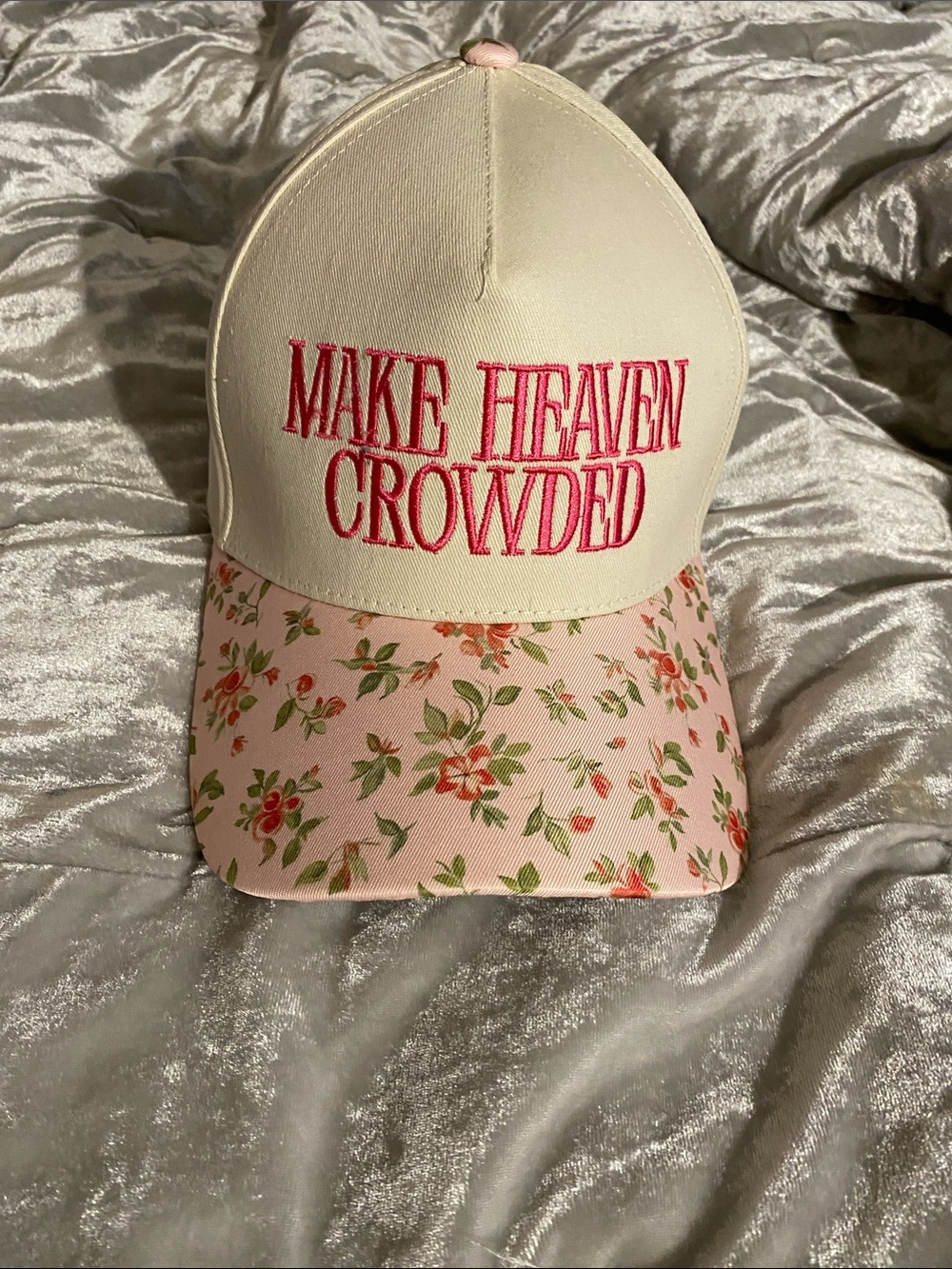 Make Heaven Crowded Pink Floral Baseball Cap